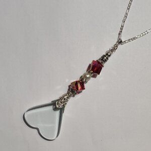 Heart Shape Magnifying Glass Pendant Necklace